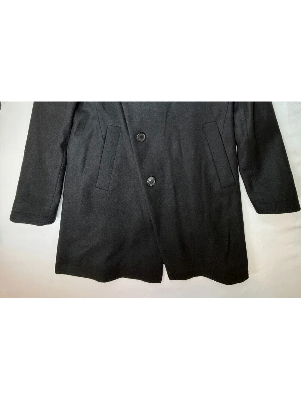 Religion Men's Pea Coat Single Breasted Solid Pocket Lined Long Size M Black NWT